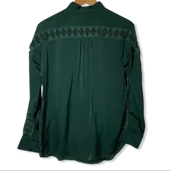 Sandro green Verden lace inset‎ blouse small new - Picture 8 of 11
